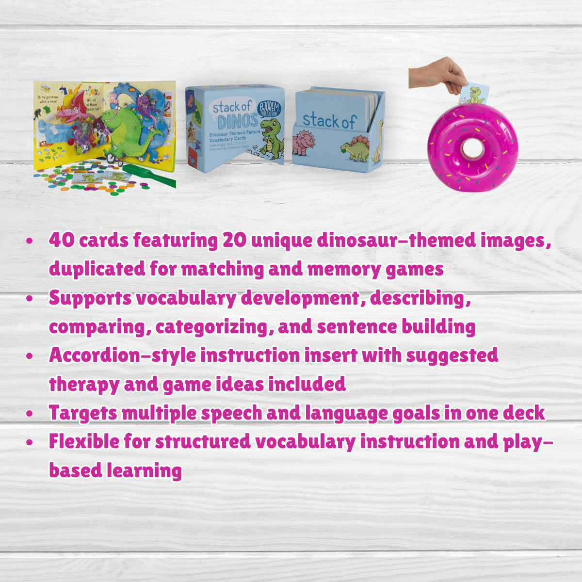 Ding and Dent: Bjorem® Stack of Dinos: Dinosaur Themed Picture Vocabulary Cards