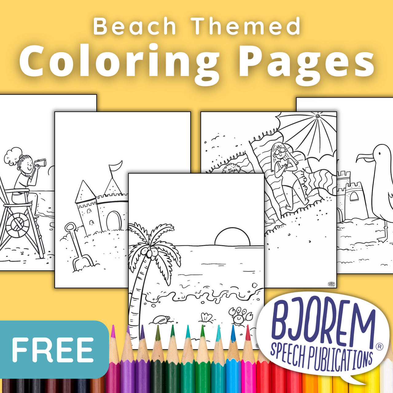 [title]Beach Themed Coloring Pages {Bjorem Speech} - Free Digital Download
