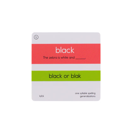 -k/-ck Spelling Pattern Word Sort
