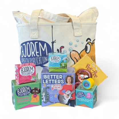 BJOREM Speech Publications tote bag and games