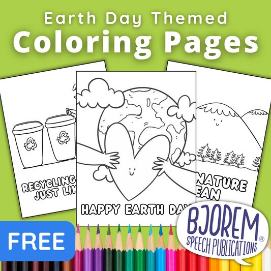 Earth Day Themed Coloring Pages {Bjorem Speech} - Free Digital Download