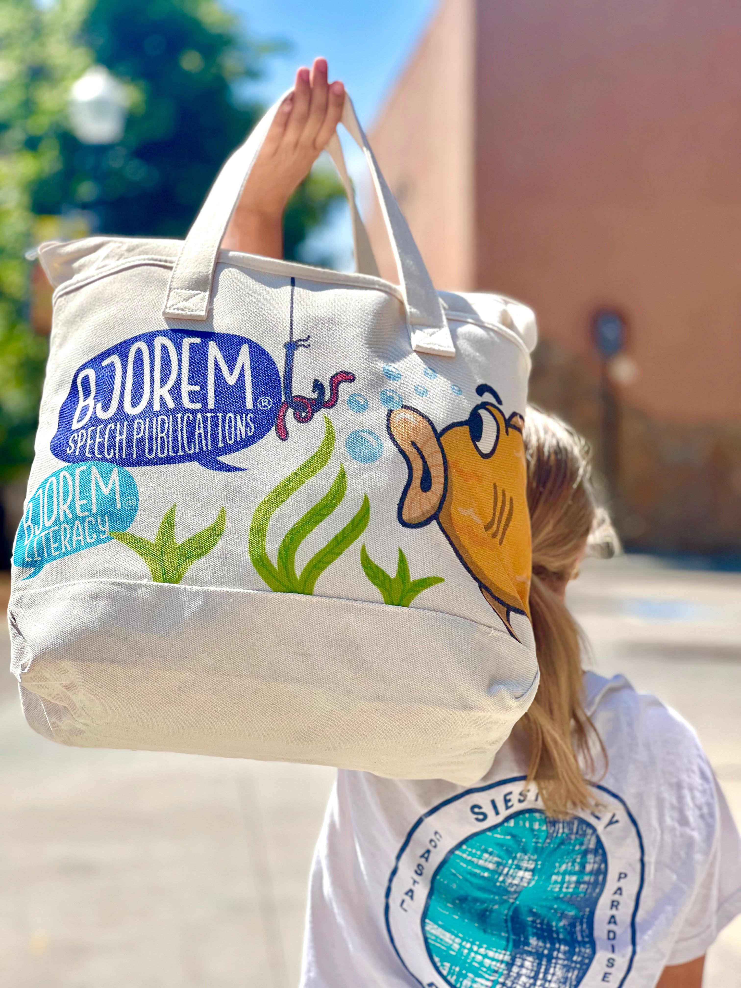 Canvas Bag with Pocket for Fish and Bulldog – Bjorem Speech®