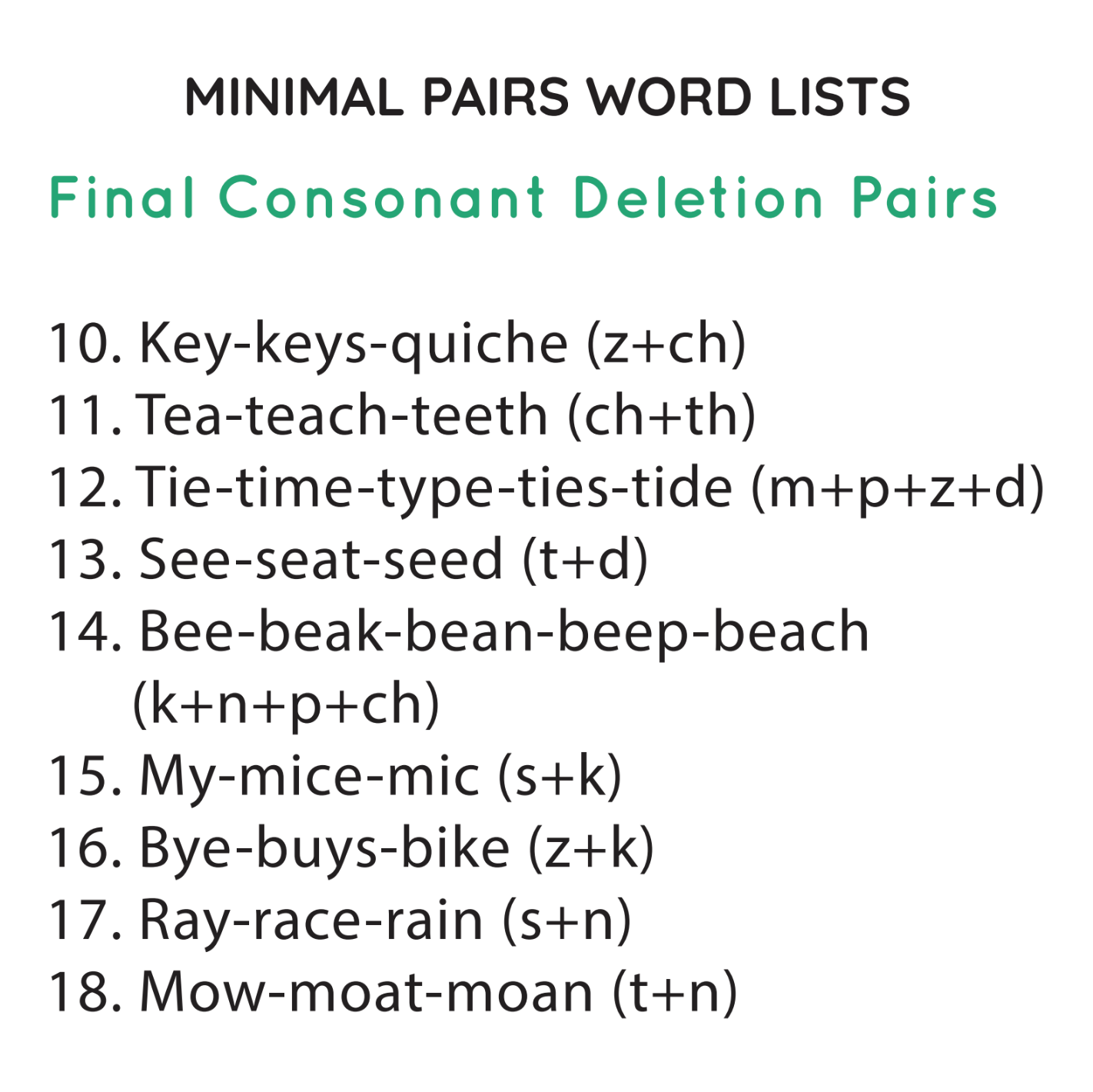 Minimal Pairs: Final Consonant Deletion
