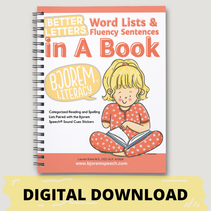 Better Letters Word Lists and Fluency Sentences in a Book