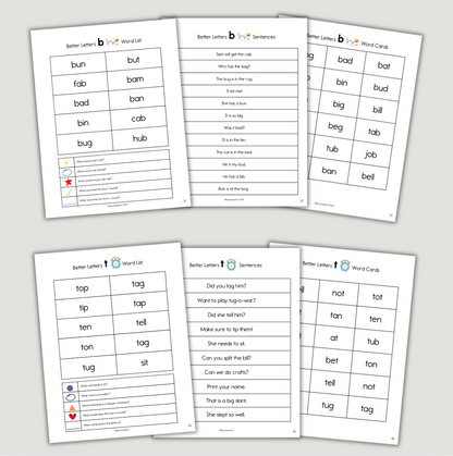 Better Letters Word Lists and Fluency Sentences in a Book