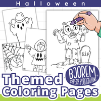 Thumbnail for Halloween Themed Coloring Pages {Bjorem Speech} - Free Digital Download