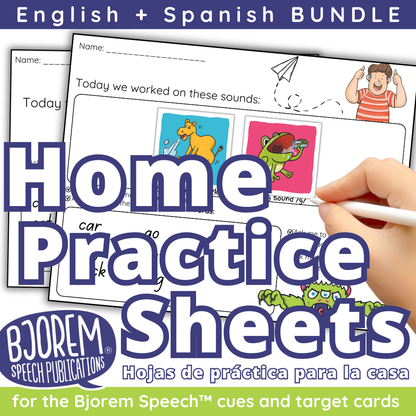 ENGLISH + SPANISH BUNDLE Bjorem Speech Home Practice Sheets - Digital Download