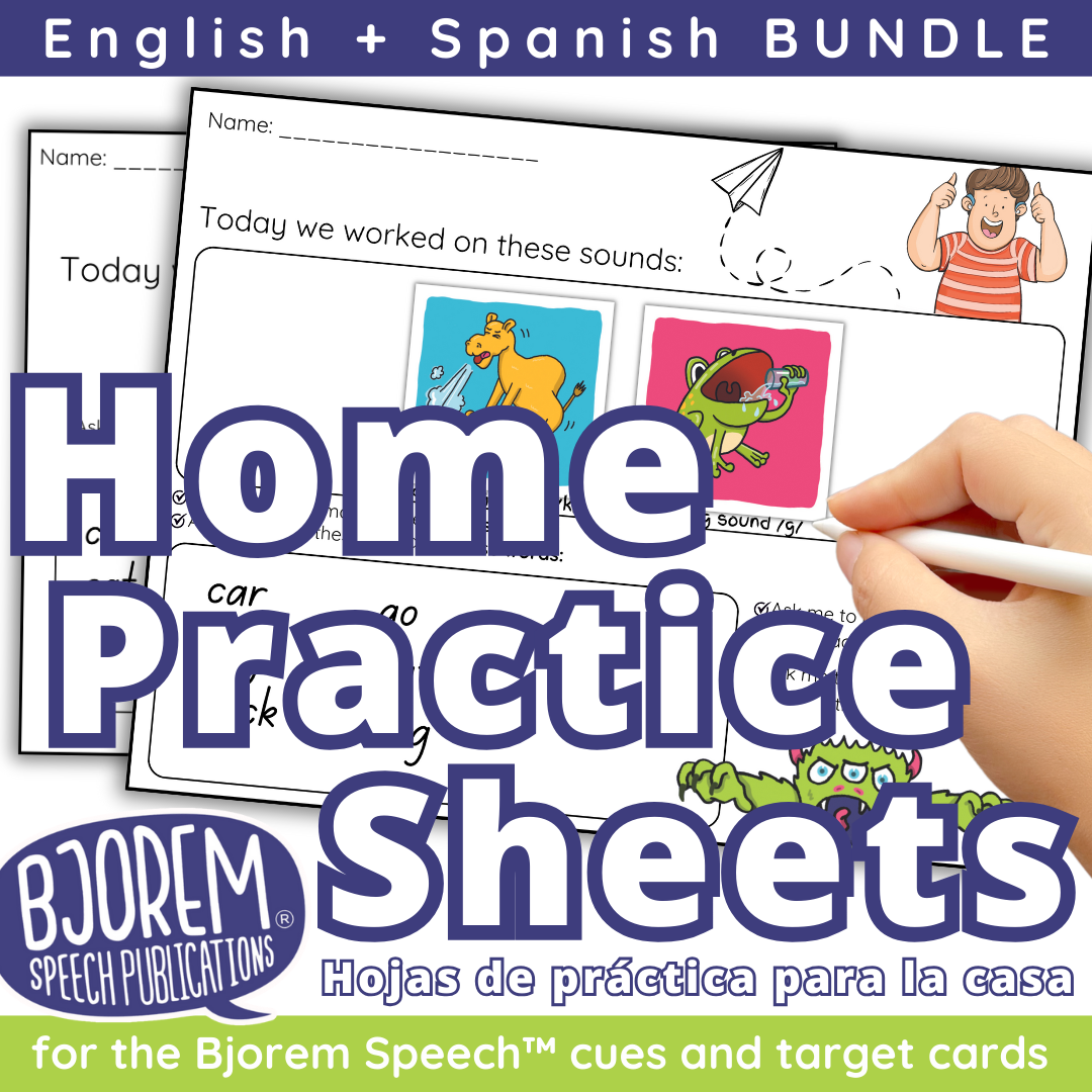 ENGLISH + SPANISH BUNDLE Bjorem Speech Home Practice Sheets - Digital Download