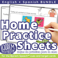 Thumbnail for ENGLISH + SPANISH BUNDLE Bjorem Speech Home Practice Sheets - Digital Download