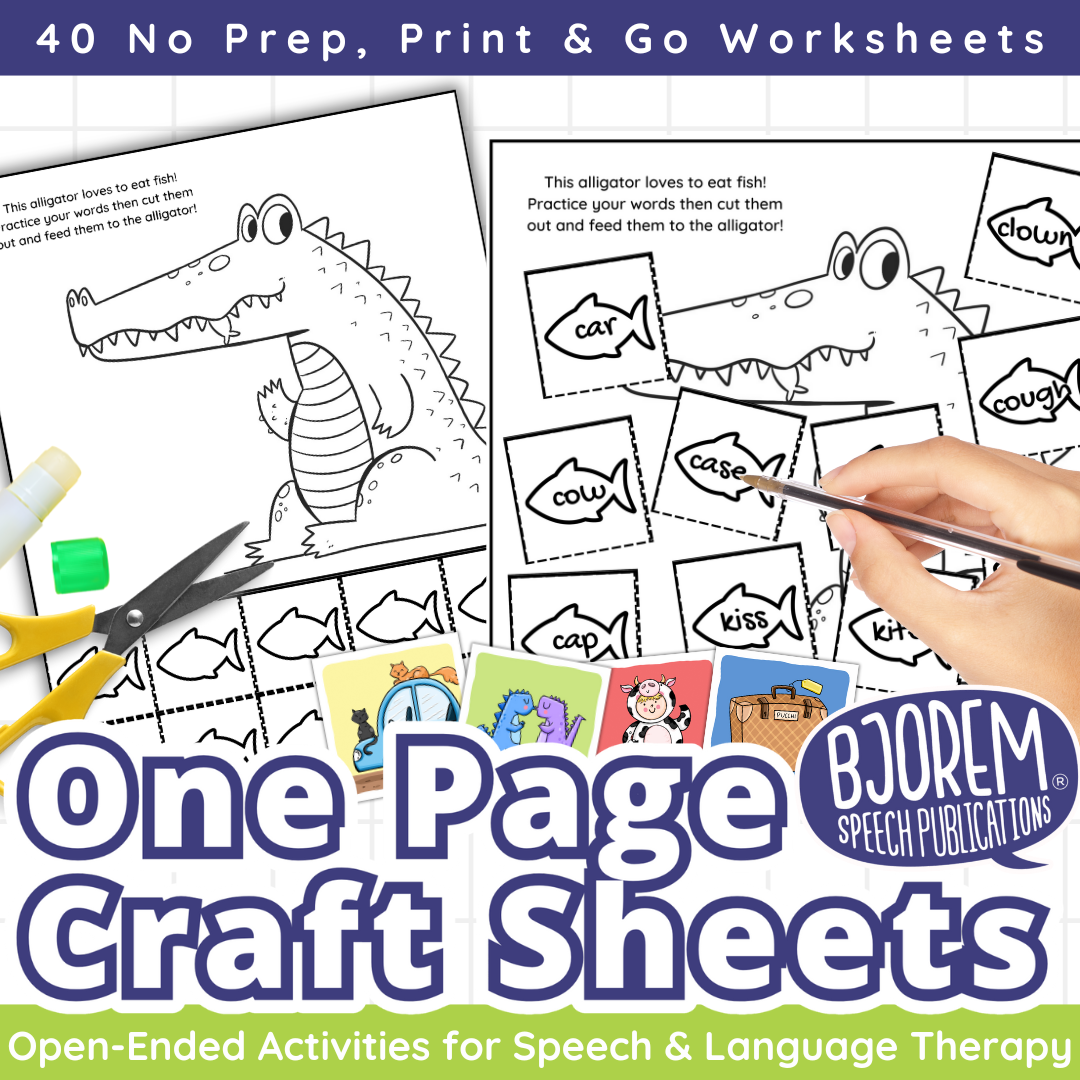 No Prep, Print & Go | One Page Craft Worksheets for Speech & Language Therapy | Bjorem Speech Digital Download
