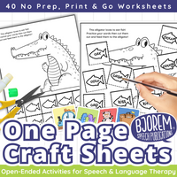 Thumbnail for No Prep, Print & Go | One Page Craft Worksheets for Speech & Language Therapy | Bjorem Speech Digital Download