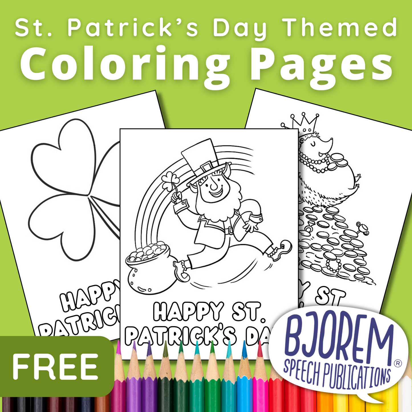 St. Patrick's Themed Coloring Pages {Bjorem Speech} - Free Digital Download