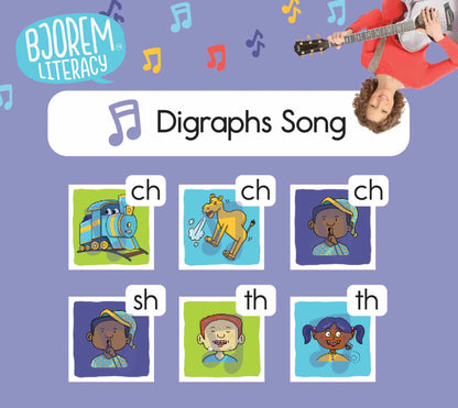 Better Letters Digraphs Song cards for ch, sh and th