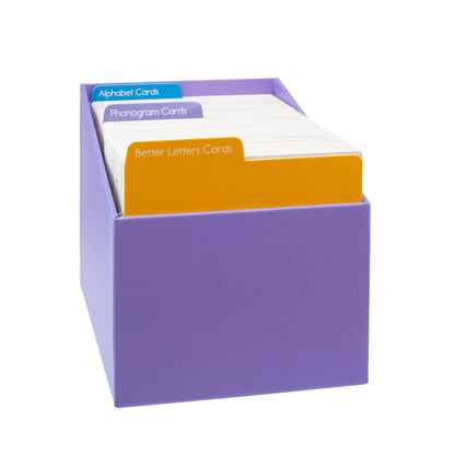 Open box of Better Letters Educator Edition cards with dividers