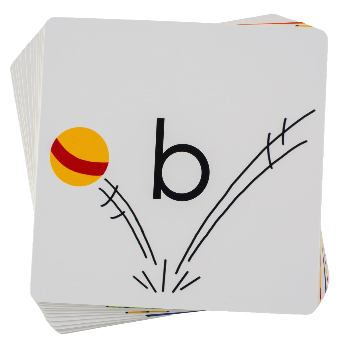 Letter B card with bouncing ball sound cue
