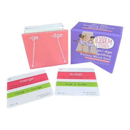 '-ge/-dge Spelling Pattern Word Sort Ge Dge Spelling Pattern Word Sort for Structured Literacy Best Speech Language Therapy Tools
