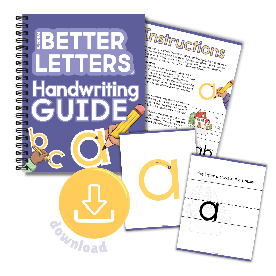 Handwriting Guide - Bjorem Speech Better Letters - Digital Download Bjorem Speech Better Letters Handwriting Guide - Early Literacy Download Best Speech Language Therapy Tools