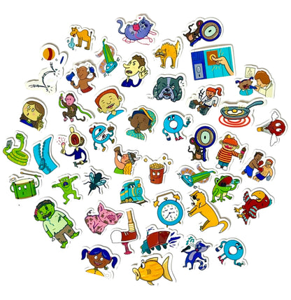 Bjorem Better Letters™ & Bjorem Speech Sound Cues Mini Vinyl Sticker Pack Speech Sound Cues & Better Letters Stickers - Speech & Literacy Best Speech Language Therapy Tools