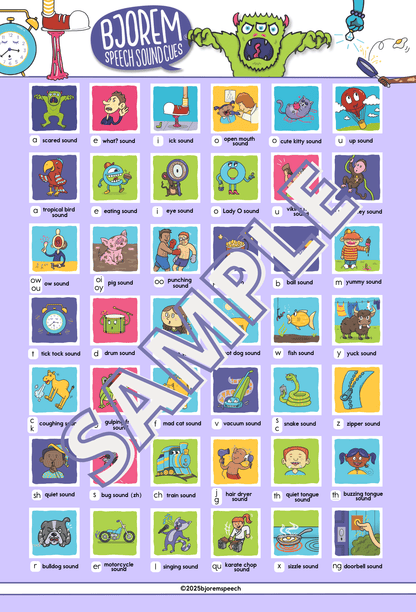 Bjorem PlayProof™ Poster: Bjorem Speech Sound Cues Bjorem PlayProof™ Speech Sound Cues Poster | Waterproof & Durable Best Speech Language Therapy Tools
