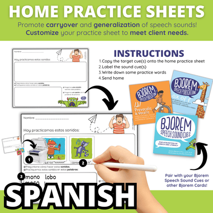 Bjorem Speech SPANISH Home Practice Sheets {Hojas de práctica} - Digital Download Home Practice Sheets in Spanish - Digital Download Best Speech Language Therapy Tools