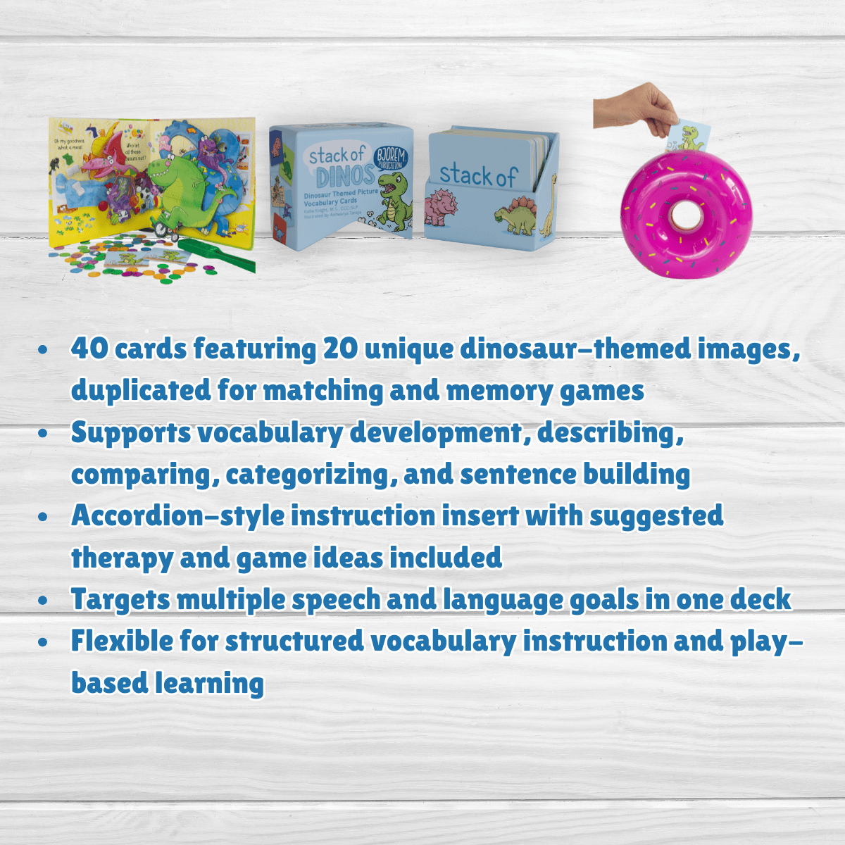 Bjorem® Stack of Dinos: Dinosaur Themed Picture Vocabulary Cards Bjorem® Stack of Dinos: Dinosaur Themed Picture Vocabulary Cards Best Speech Language Therapy Tools