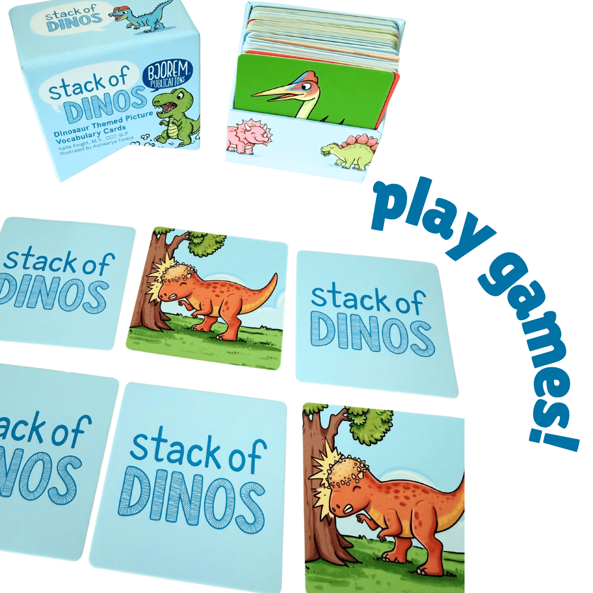 Bjorem® Stack of Dinos: Dinosaur Themed Picture Vocabulary Cards Bjorem® Stack of Dinos: Dinosaur Themed Picture Vocabulary Cards Best Speech Language Therapy Tools
