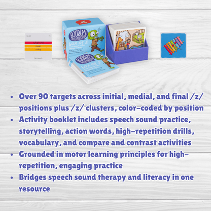 Box of Z — Sound Targets for Speech, Language & Literacy Box of Z — Speech Therapy Cards for Articulation, Phonemic Awareness & Literacy | Bjorem Speech® Best Speech Language Therapy Tools