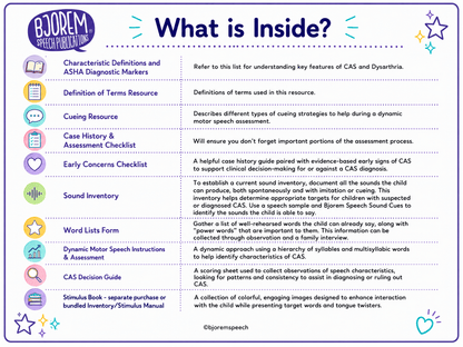 CAS Assessment - Dynamic Inventory/CAS Decision Guide by Bjorem Speech - Download CAS Assessment Guide for Childhood Apraxia of Speech Best Speech Language Therapy Tools