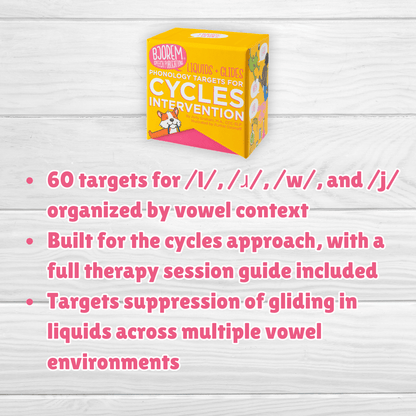 Cycles Intervention: Liquids & Glides Phonology Targets Bjorem Speech® Cycles: Liquids & Glides Amy Graham Best Speech Language Therapy Tools