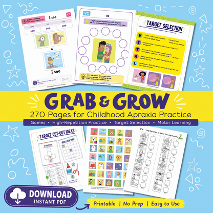 Grab & Grow: CV, VC, VCV Apraxia Targets Workbook Download Grab & Grow: CV, VC, VCV Apraxia Targets Workbook Download Best Speech Language Therapy Tools