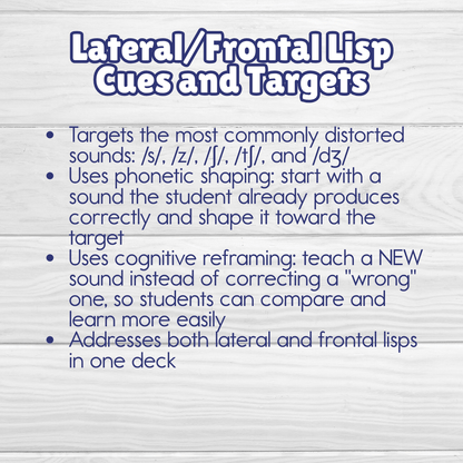 Lateral/Frontal Lisp Cues & Targets Bjorem Speech Sound Cues Lateralization | Speech Therapy Tools Best Speech Language Therapy Tools