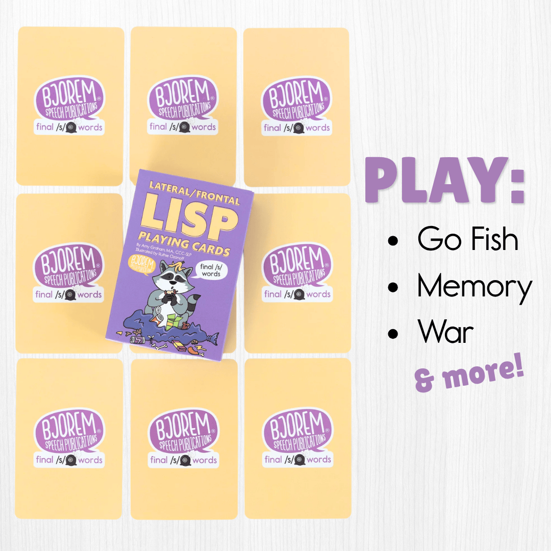 Lateral/Frontal Lisp Playing Cards — Final /s/ Words – Bjorem Speech®