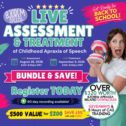LIVE 2026 CAS Assessment & Treatment Course with Jennie LIVE 2026 CAS Assessment & Treatment Course with Jennie Best Speech Language Therapy Tools