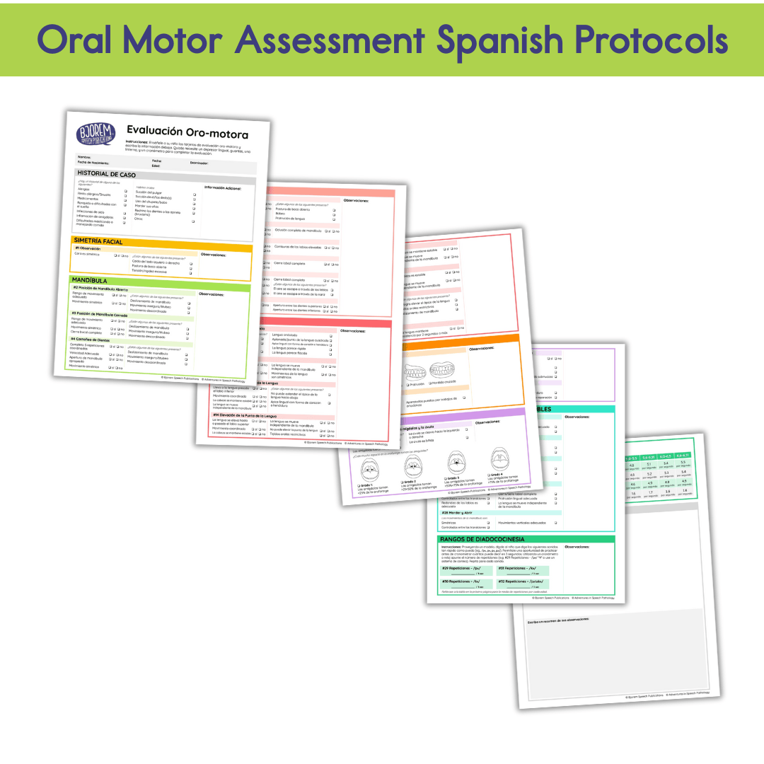 Oral Motor Assessment English & Spanish Oral Motor Assessment for Kids in Speech Therapy by Bjorem Speech Best Speech Language Therapy Tools