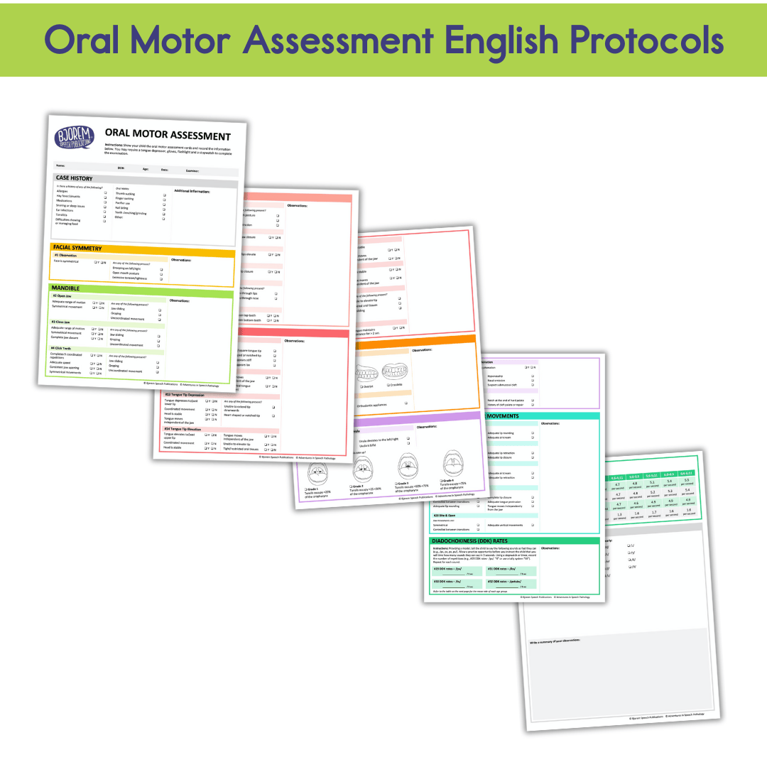 Oral Motor Assessment English & Spanish Oral Motor Assessment for Kids in Speech Therapy by Bjorem Speech Best Speech Language Therapy Tools