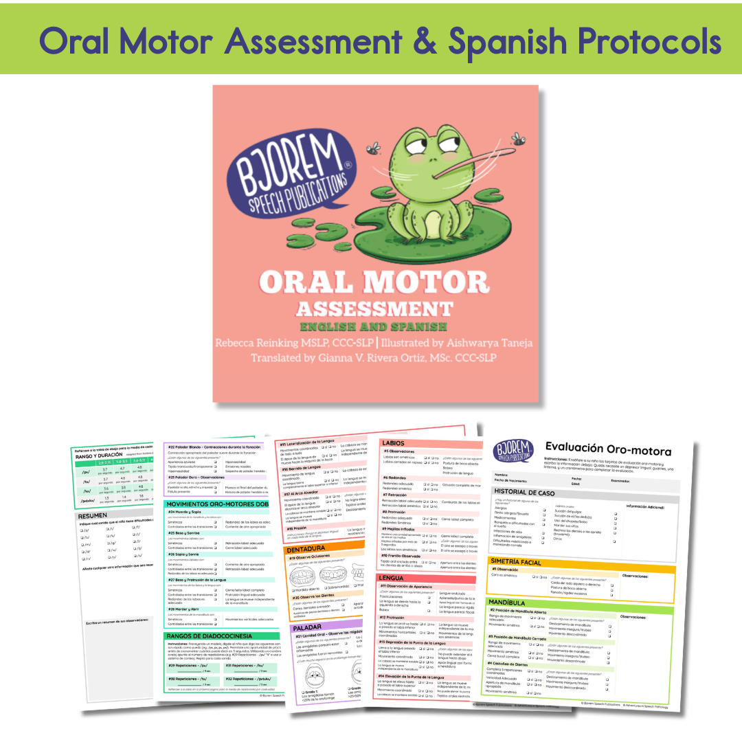 Oral Motor Assessment English & Spanish Oral Motor Assessment for Kids in Speech Therapy by Bjorem Speech Best Speech Language Therapy Tools