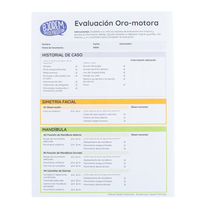 Oral Motor Assessment English & Spanish Oral Motor Assessment for Kids in Speech Therapy by Bjorem Speech Best Speech Language Therapy Tools