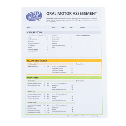 Oral Motor Assessment English & Spanish Oral Motor Assessment for Kids in Speech Therapy by Bjorem Speech Best Speech Language Therapy Tools
