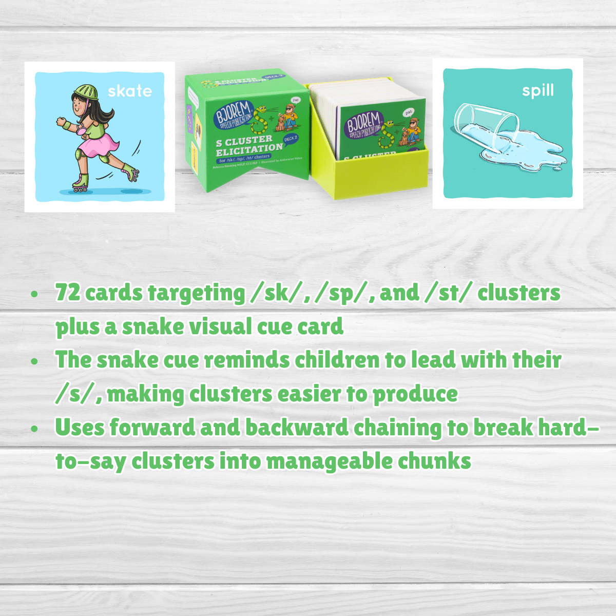 S Cluster Elicitation Deck 2 — for /sk/, /sp/, and /st/ Clusters S Cluster Elicitation Deck 2 – /s/ Blends Cards | Bjorem Speech Best Speech Language Therapy Tools