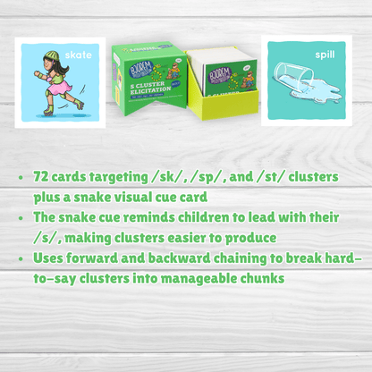 S Cluster Elicitation Deck 2 — for /sk/, /sp/, and /st/ Clusters S Cluster Elicitation Deck 2 – /s/ Blends Cards | Bjorem Speech Best Speech Language Therapy Tools