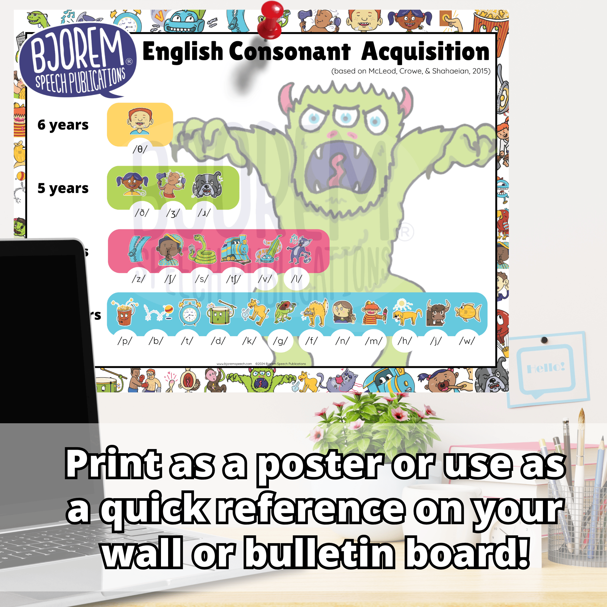 Speech Sound Development Chart - English Consonant Acquisition - Free Digital Download Speech Sound Development Chart - English Consonants Bjorem Speech®  Best Speech Language Therapy Tools