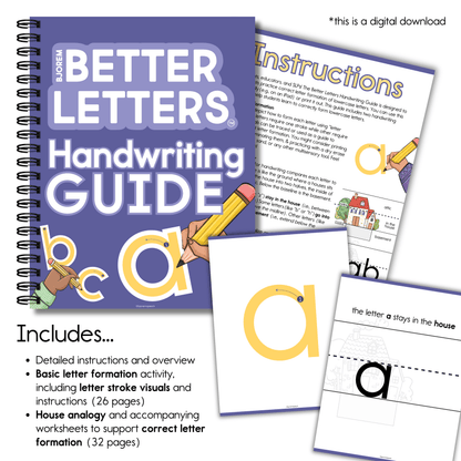 Handwriting Guide - Bjorem Speech Better Letters - Digital Download Bjorem Speech Better Letters Handwriting Guide - Early Literacy Download Best Speech Language Therapy Tools