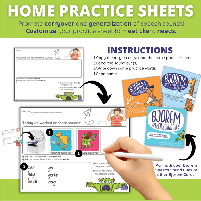 Bjorem Speech Customizable Home Practice Sheets - Speech Therapy ...