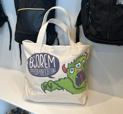 Bjorem Speech Canvas Bag Canvas Bag with Pocket for Fish and Bulldog Best Speech Language Therapy Tools