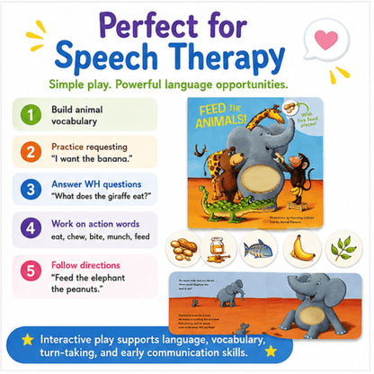 Feed the Animals: An Interactive Feeding Board Book Feed the Animals Interactive Feeding Board Book  Best Speech Language Therapy Tools