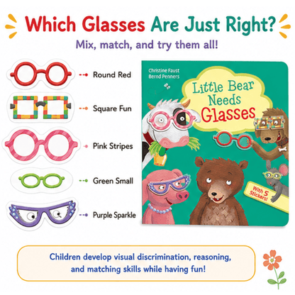Little Bear Needs Glasses Board Book with Reusable Stickers Little Bear Needs Glasses Board Book with Reusable Stickers Best Speech Language Therapy Tools