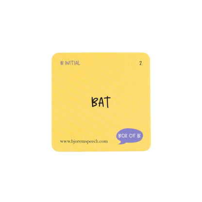 Back of the bat card from the Box of B