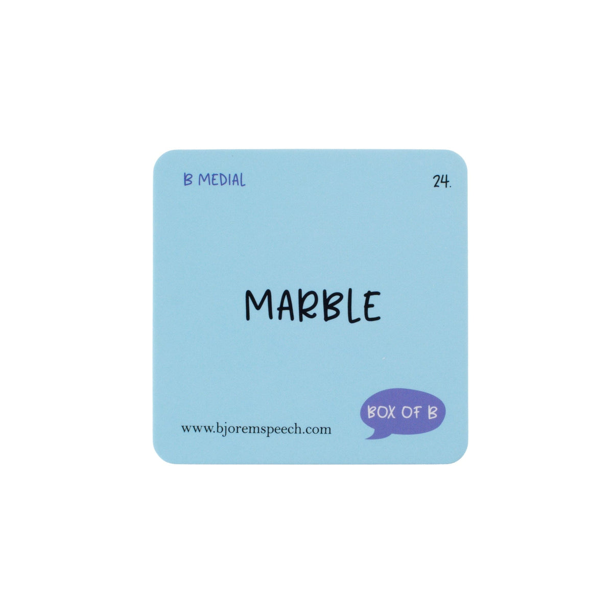 Back of the marble card from the Box of B