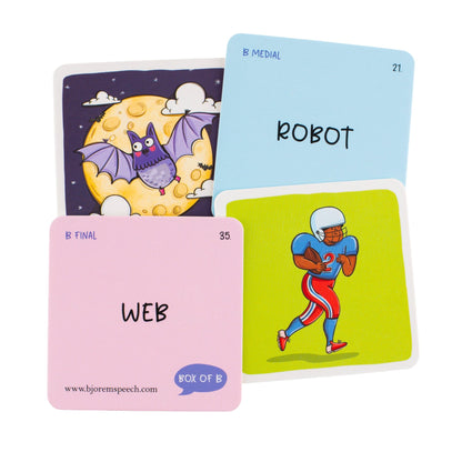 Box of B cards for robot and web, front and back