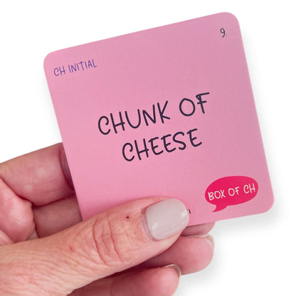 Chunk of cheese word card from the Box of CH